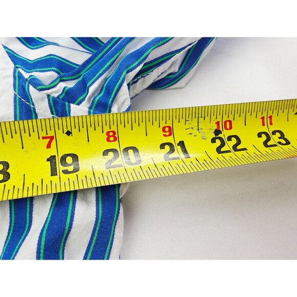 J. Crew Classic Size 6 Womens White Blue Green Stripe Button Down Long Sleeve - Picture 2 of 9